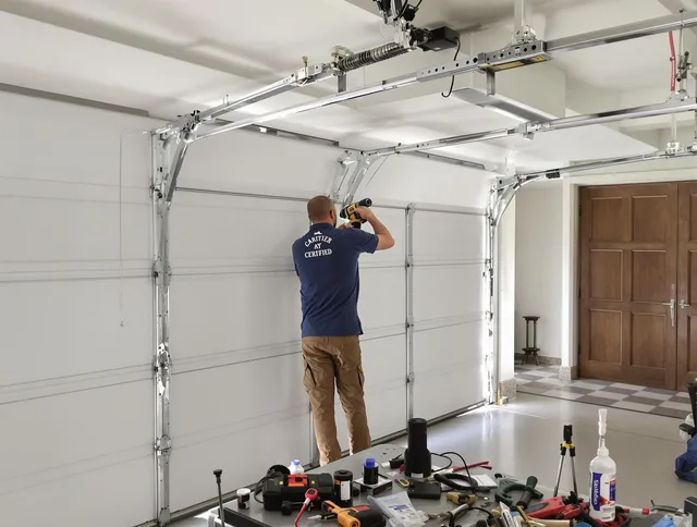 Stow Garage Door Repair certified technician performing precision garage door repair in Stow