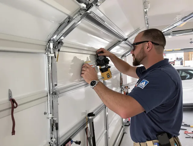 Stow Garage Door Repair technician quieting a noisy garage door in Stow