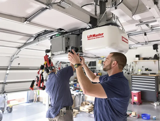 Stow Garage Door Repair technician performing advanced diagnostics on garage opener in Stow