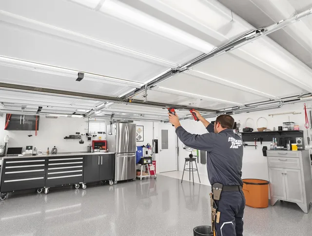 Overhead garage door repair service by Stow Garage Door Repair in Stow