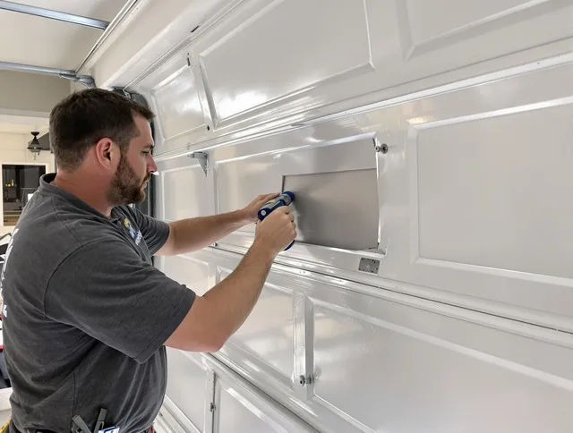 Garage door panel repair by Stow Garage Door Repair in Stow
